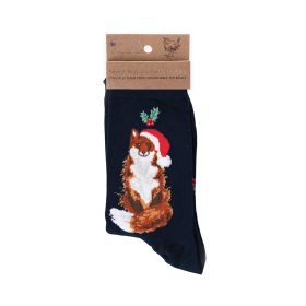 Fox Christmas Socks - Festive Fox - Navy